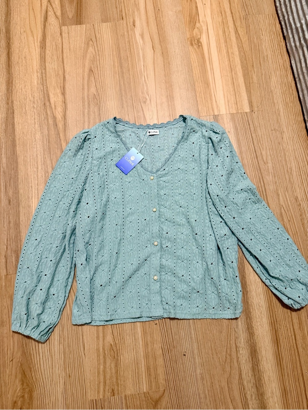 CUPSHE Women's Blouses Eyelet Tops Long Sleeves size XL - Picture 4 of 6